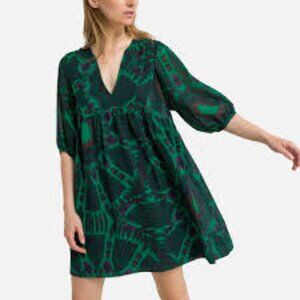ba&sh Cleo Green Ikat Mini Dress Size S